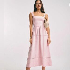 Reformation Everett Linen Dress in Cherry Blossom *NEW*